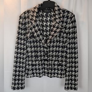 St John jacket black white multi knit suit blazer size 10 in EUC Is
